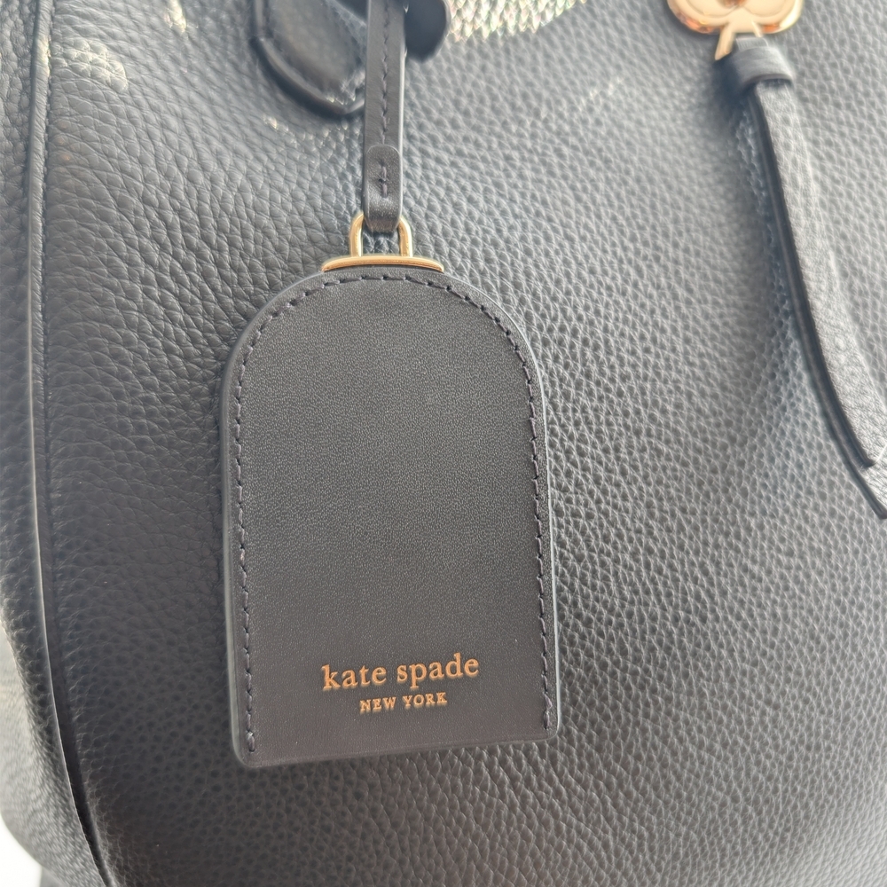 Kate Spade Black Leather Marti Large Shoulder Tote Bag Minimal EUC - Picture 2 of 11